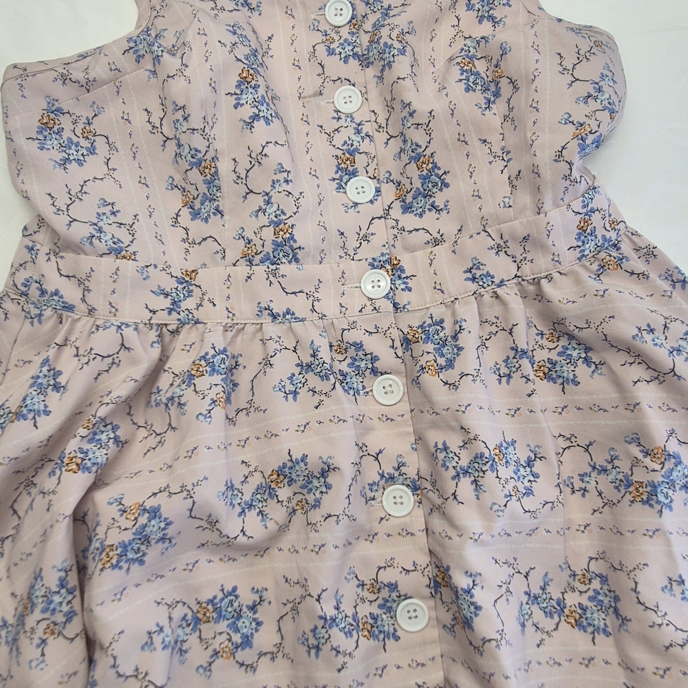Unique vintage Light Pink Floral Pattern Swing Dress Style Crochet Trim Size L - Picture 6 of 12